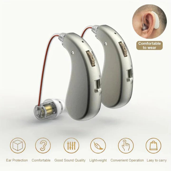 USB Rechargeable Bluetooth Hearing Aid Headphones – 2-in-1 Sound Amplifier for Seniors