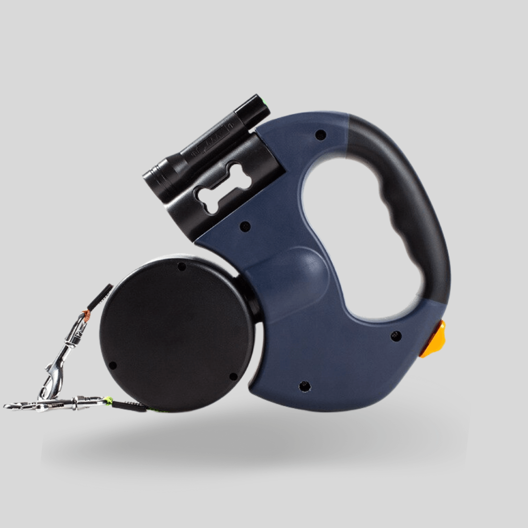 DualControl Retractable Dog Leash with Flashlight