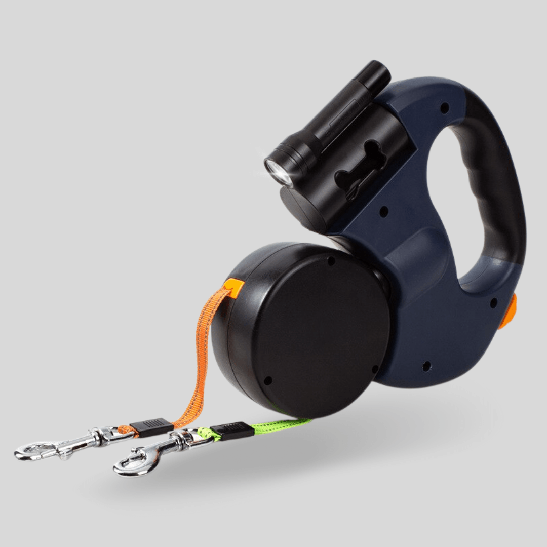 DualControl Retractable Dog Leash with Flashlight