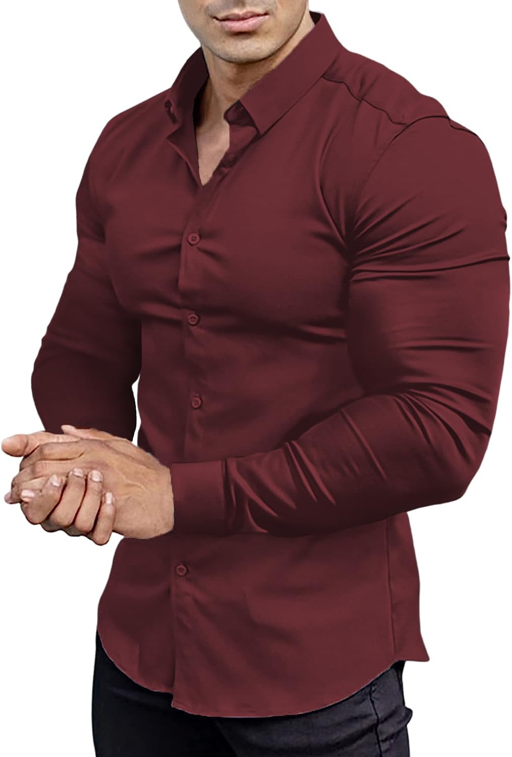David Slim-Fit Wrinkle-Free Stretch Shirt for Men