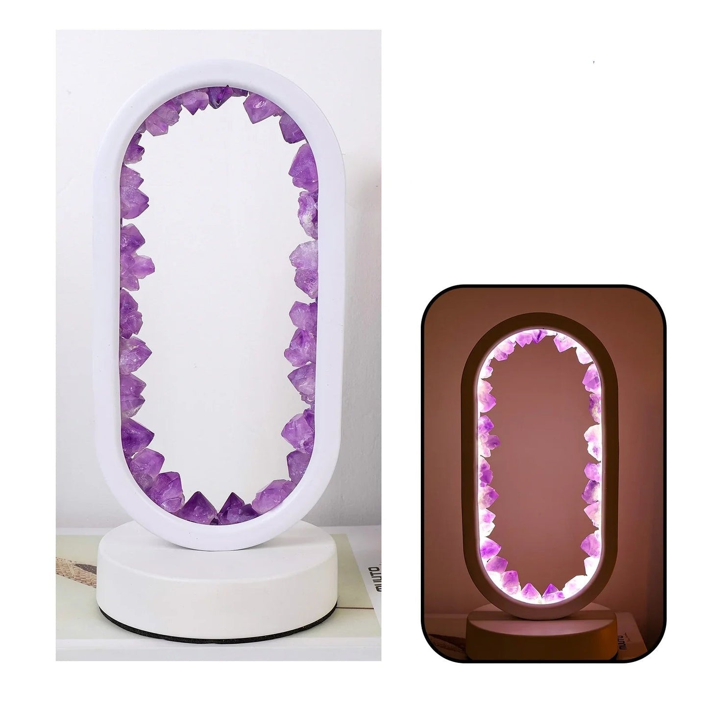 Natural Amethyst Crystal Ambient Table Lamp