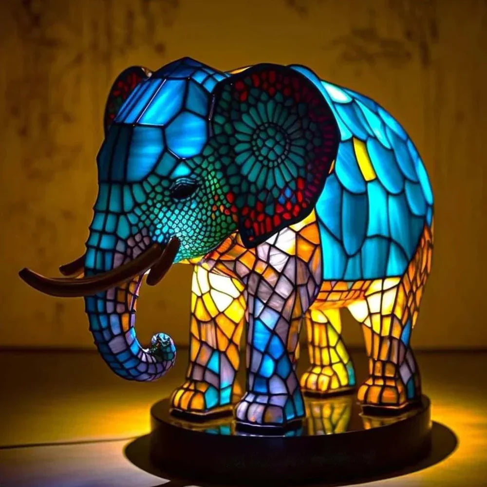 VitraFauna Artistic Animal Lamp – Stained Glass Style Table Light