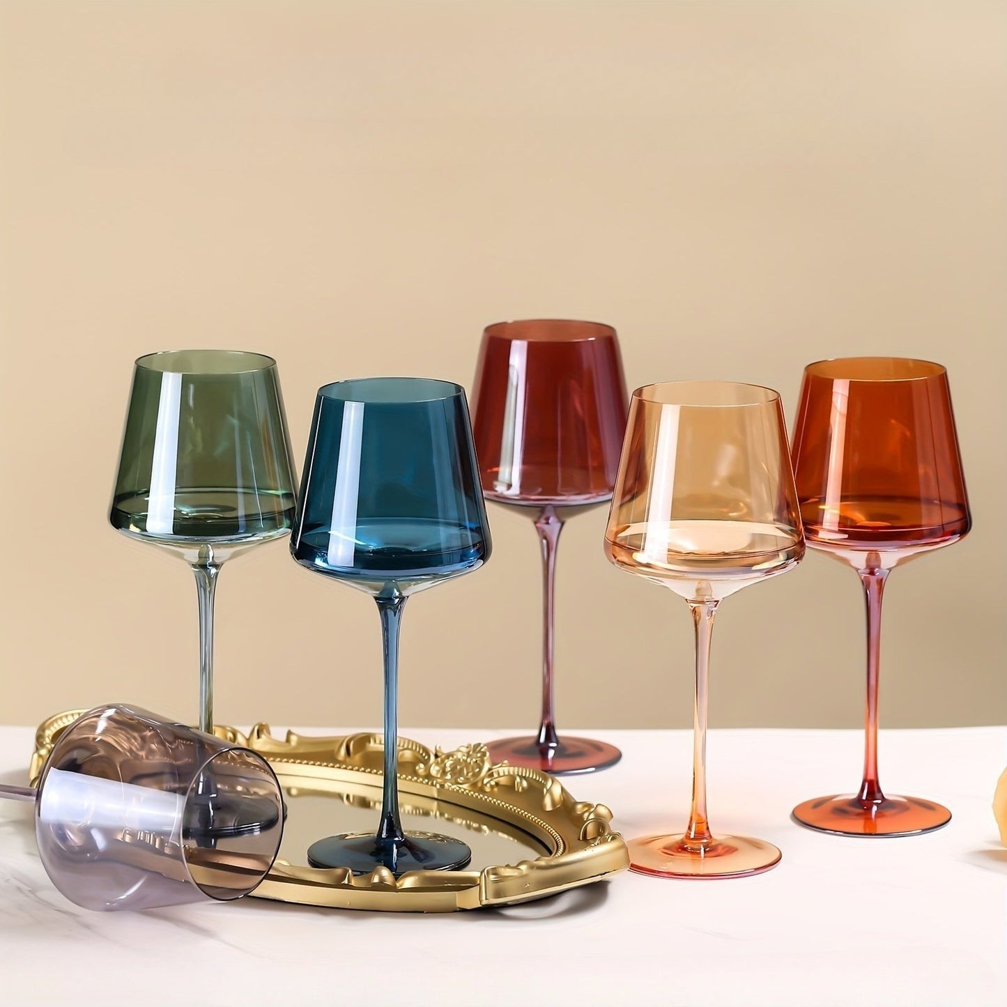 PrismGlow Wine Glass Set – 6 Hand-Blown Colored Crystal Glasses