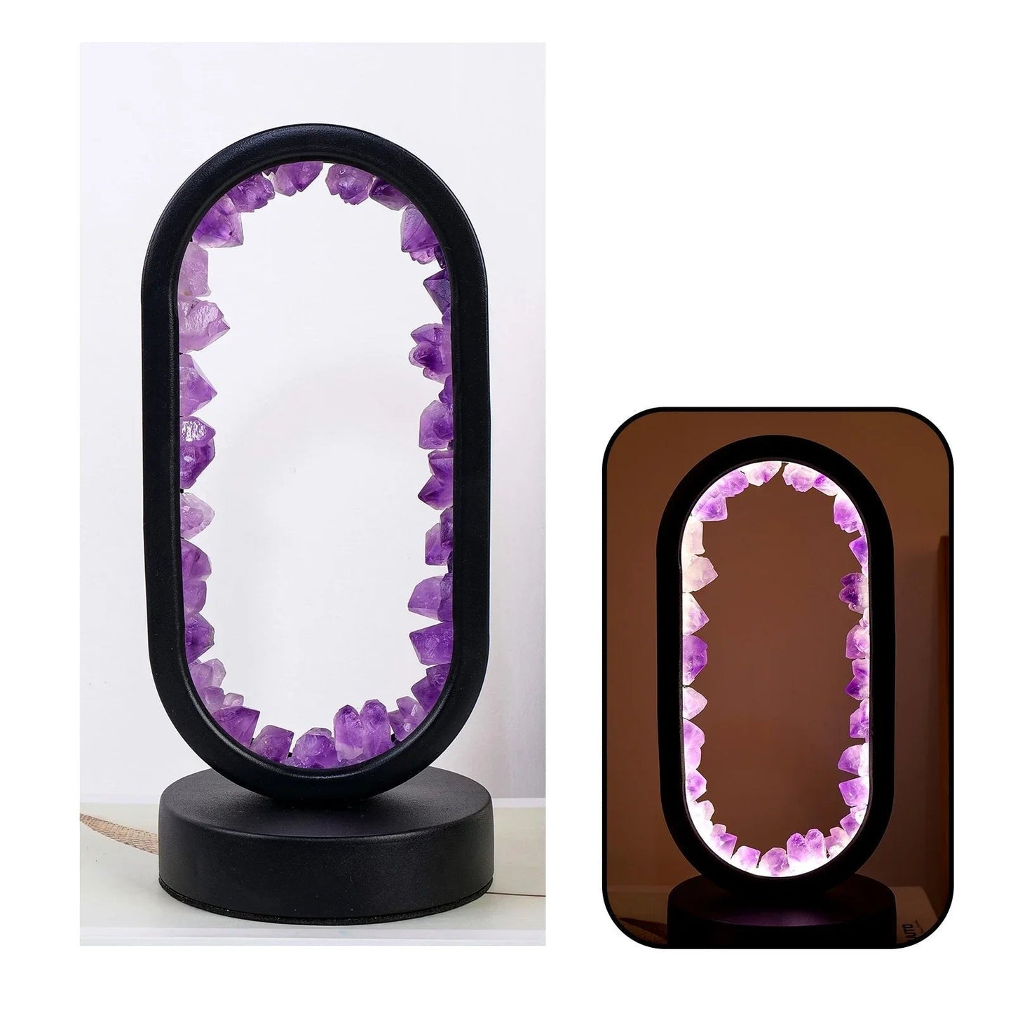 Natural Amethyst Crystal Ambient Table Lamp