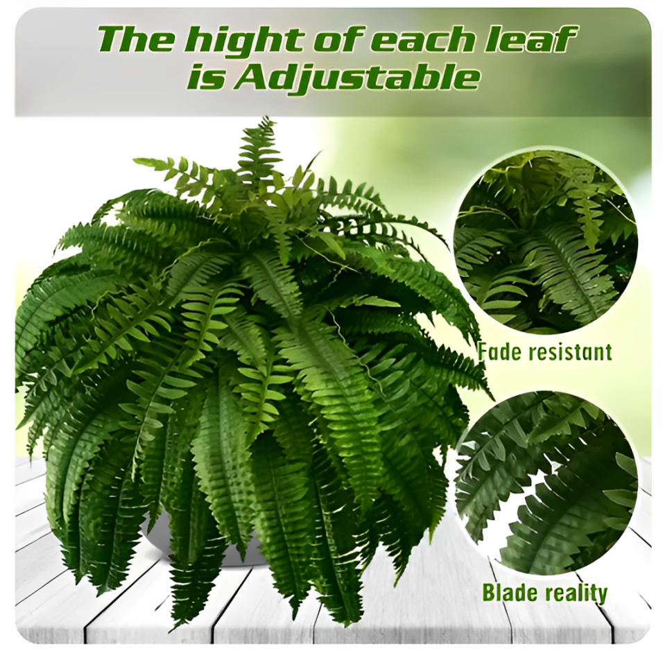 UV-Resistant Artificial Boston Fern Plant – Indoor & Outdoor Decorative Greenery