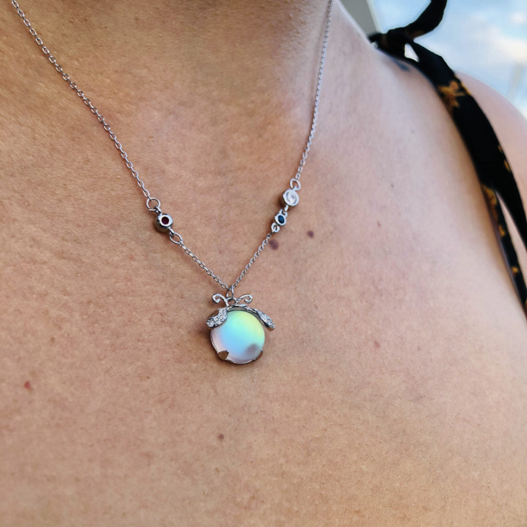 Firefly Moonstone Necklace – Handmade Silver Pendant
