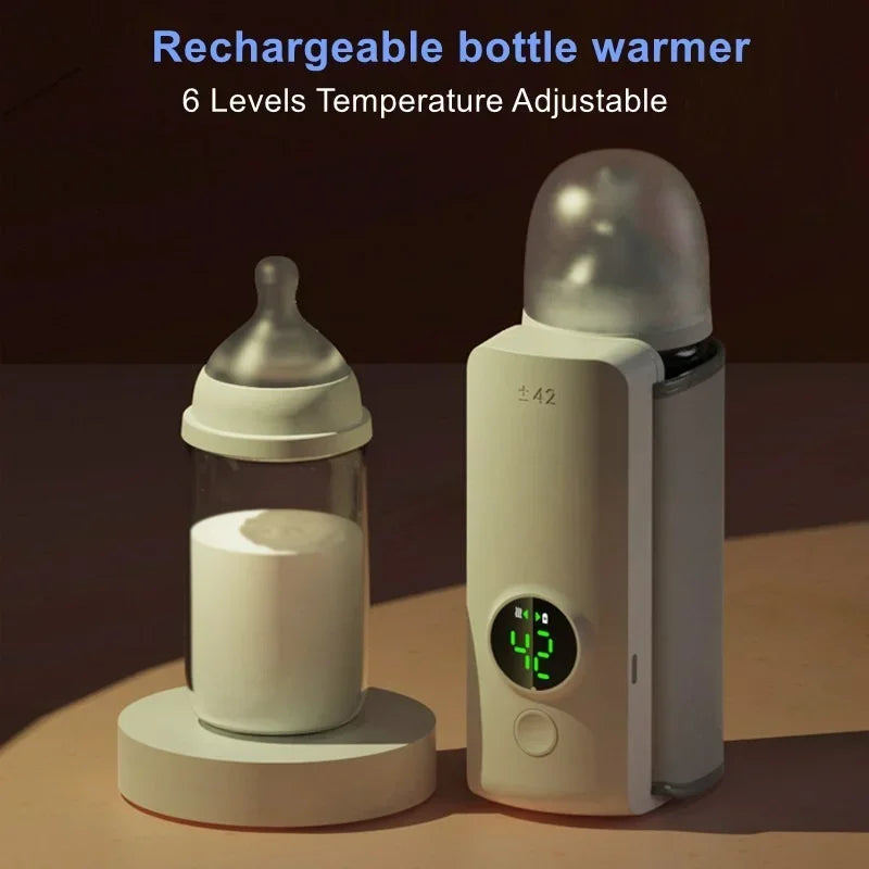 Portable Baby Bottle Warmer – Rechargeable Travel Milk Heater with Temperature Control