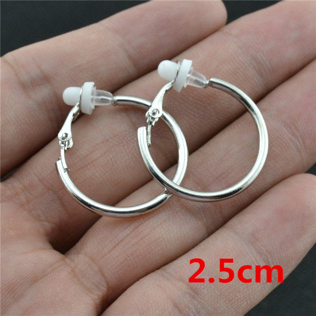 Round Clip-On Earrings – Stainless Steel No Piercing Ear Clips