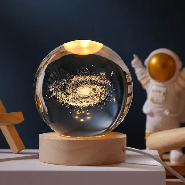 CelestialGlow | Illuminated 3D Crystal Galaxy Sphere
