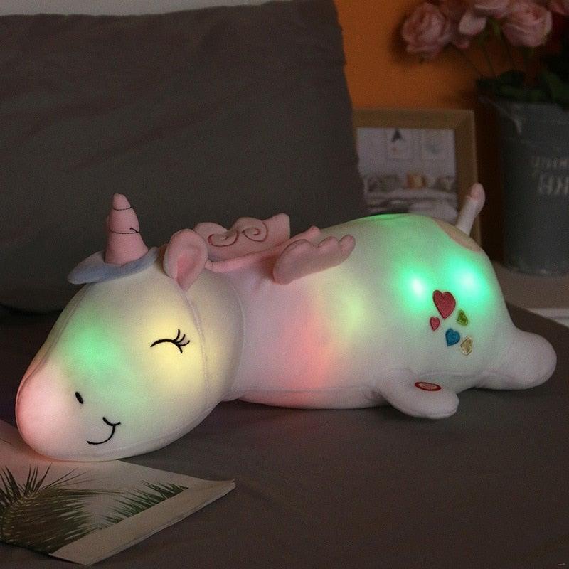 GlowHug Rainbow Unicorn Plush with Gentle Night Light