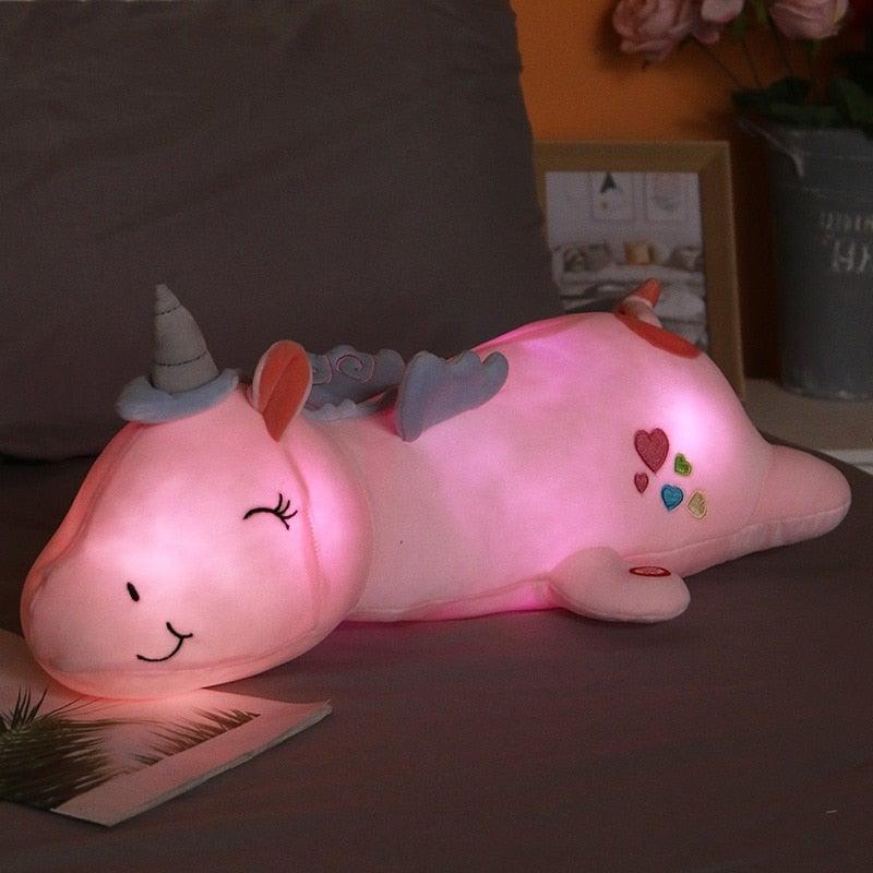 GlowHug Rainbow Unicorn Plush with Gentle Night Light