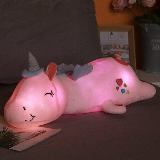 GlowHug Rainbow Unicorn Plush with Gentle Night Light