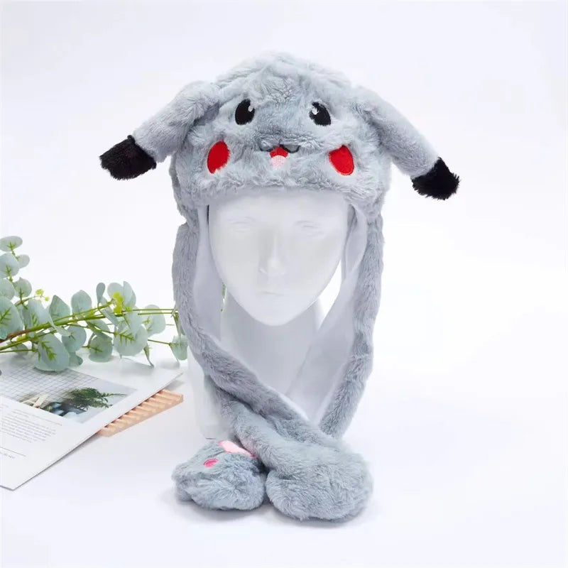 Plush Bunny Ear Hat with Moving Ears – Interactive Winter Hat