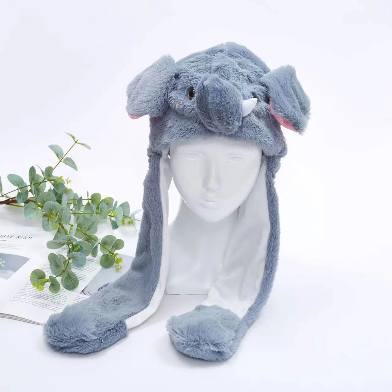 Plush Bunny Ear Hat with Moving Ears – Interactive Winter Hat