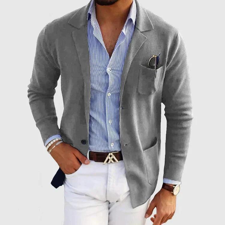 Lorenzo Men’s Blazer with Casual Button Pockets & Notched Lapel