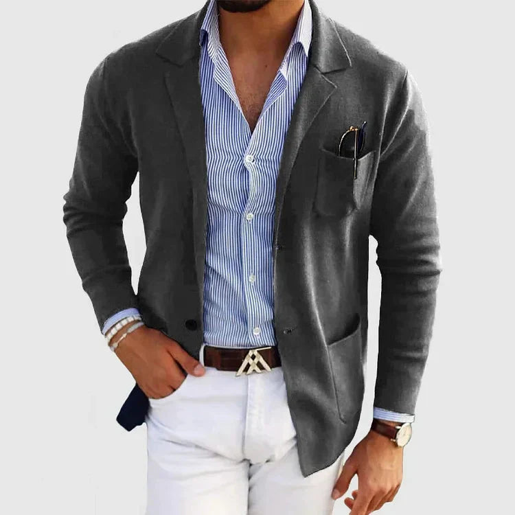 Lorenzo Men’s Blazer with Casual Button Pockets & Notched Lapel
