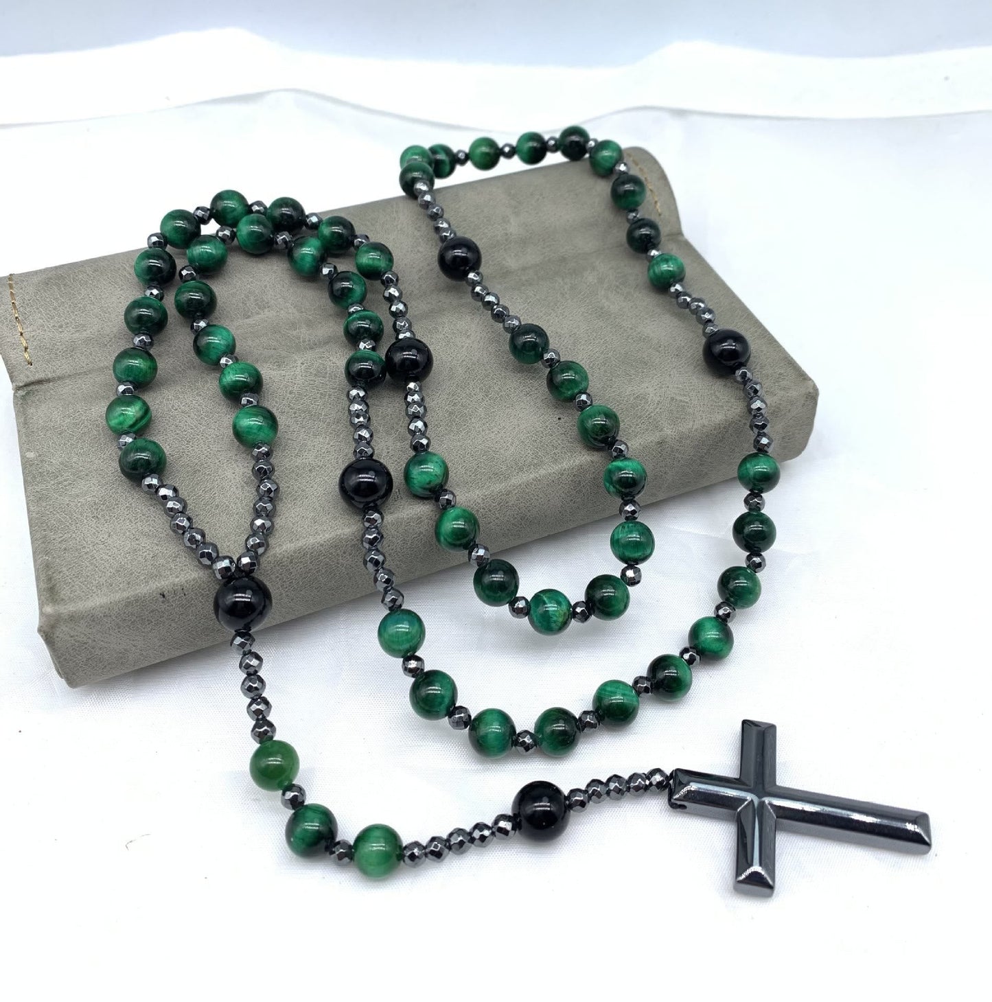 Orion – Men’s Tiger Eye & Lapis Lazuli Cross Rosary Necklace