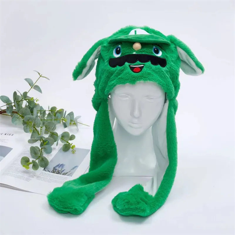 Plush Bunny Ear Hat with Moving Ears – Interactive Winter Hat