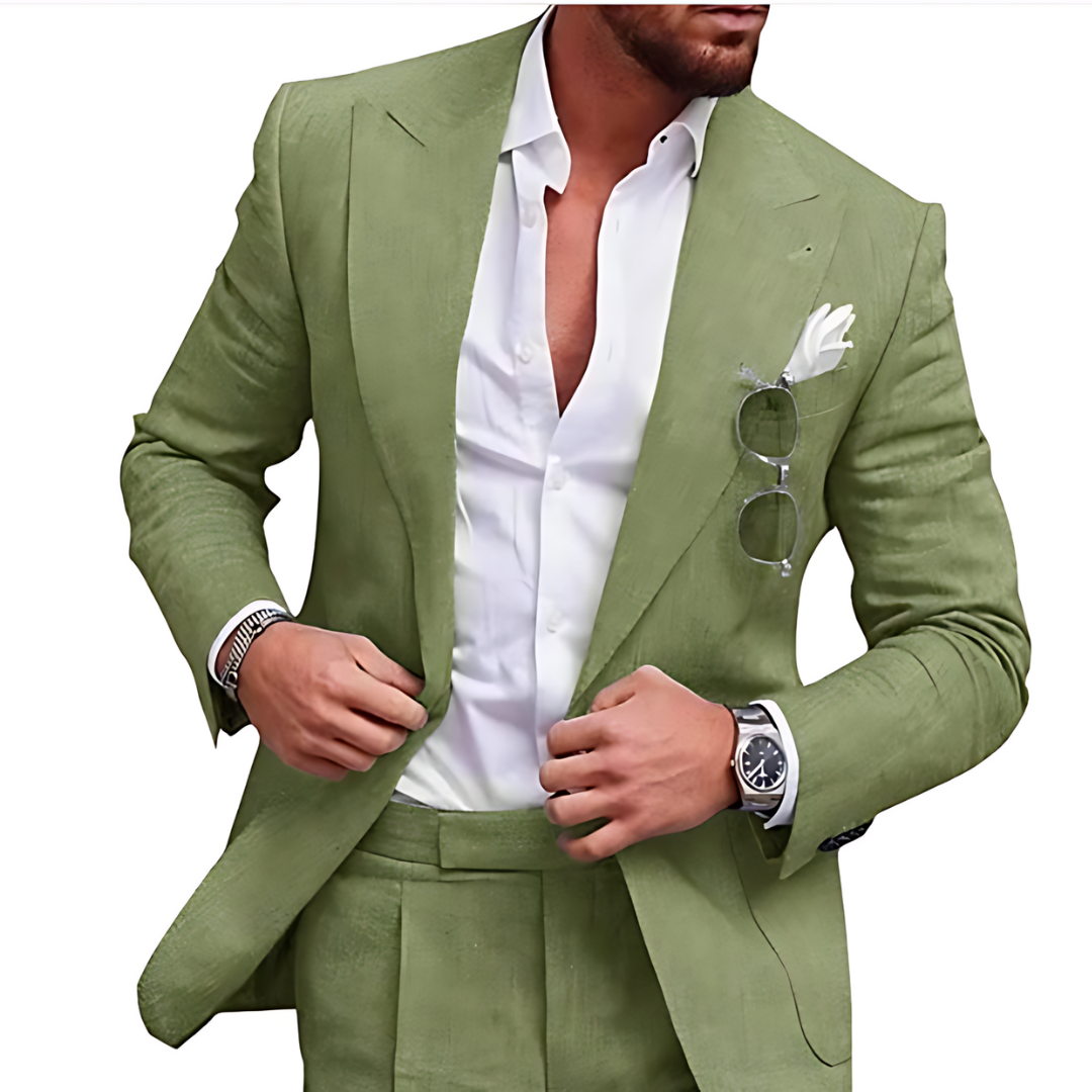 Caden Linen Two-Piece Wedding Suit for Men | Lightweight & Elegant