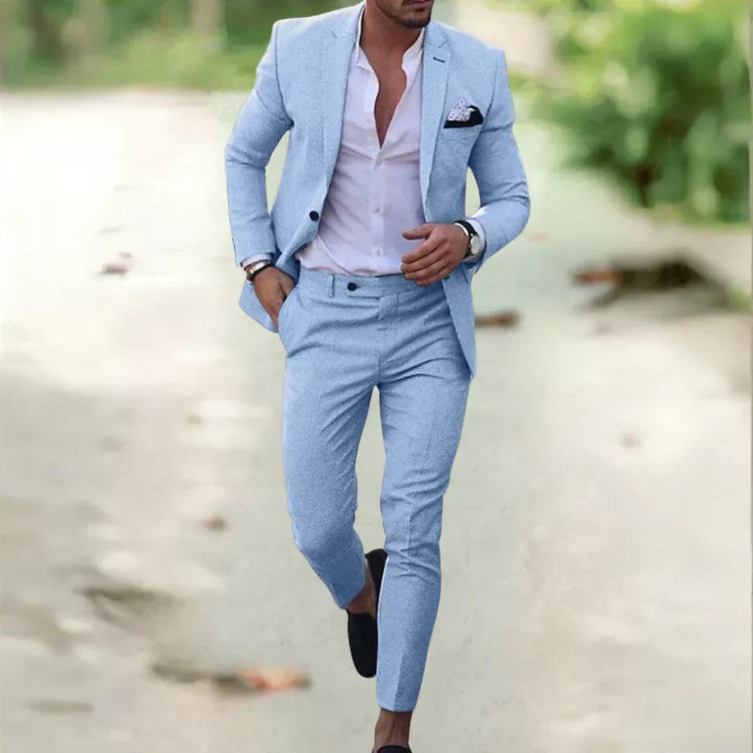 Men’s Lightweight Linen Suit – 2-Piece Slim Fit Suit