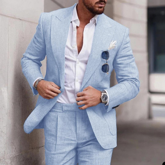 Caden Linen Two-Piece Wedding Suit for Men | Lightweight & Elegant