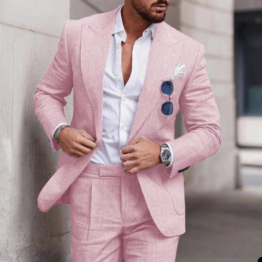 Caden Linen Two-Piece Wedding Suit for Men | Lightweight & Elegant