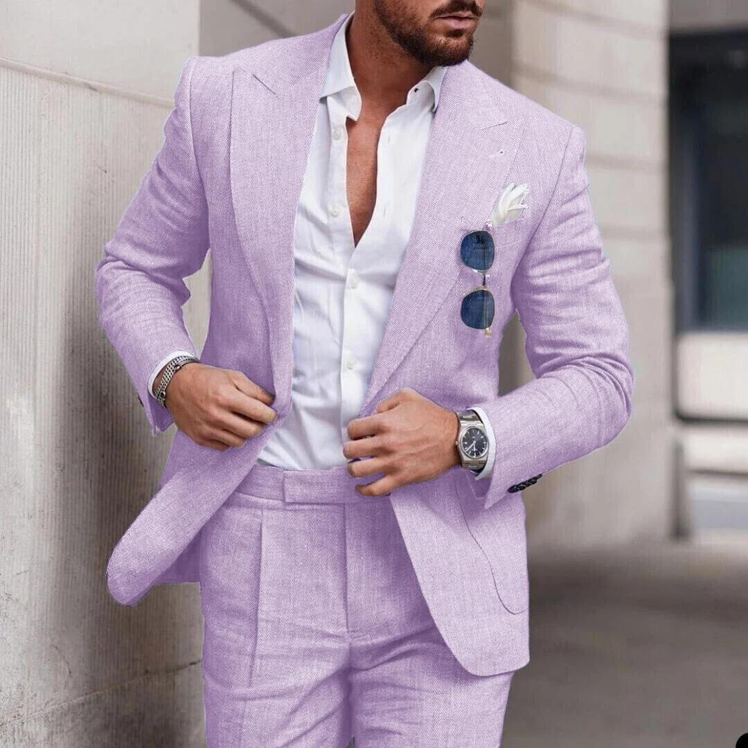 Caden Linen Two-Piece Wedding Suit for Men | Lightweight & Elegant