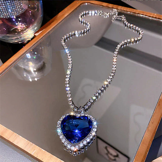 Blue Heart Crystal Necklace