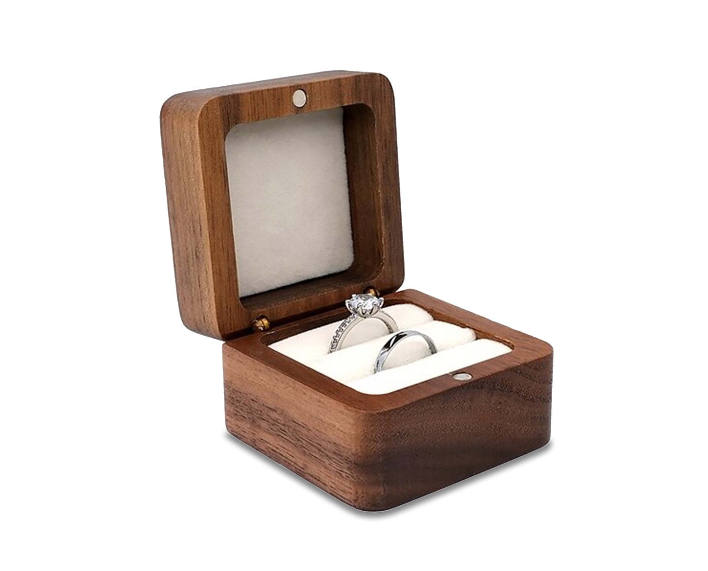 Wooden Ring Box Jewelry Storage Case