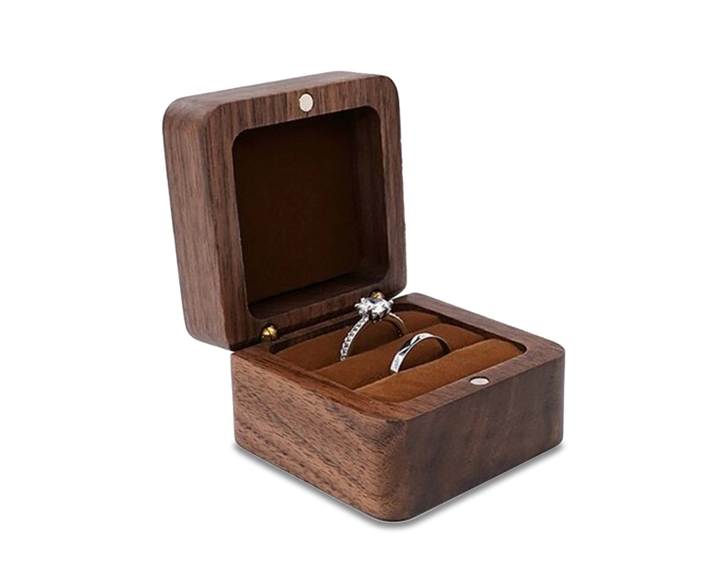 Wooden Ring Box Jewelry Storage Case