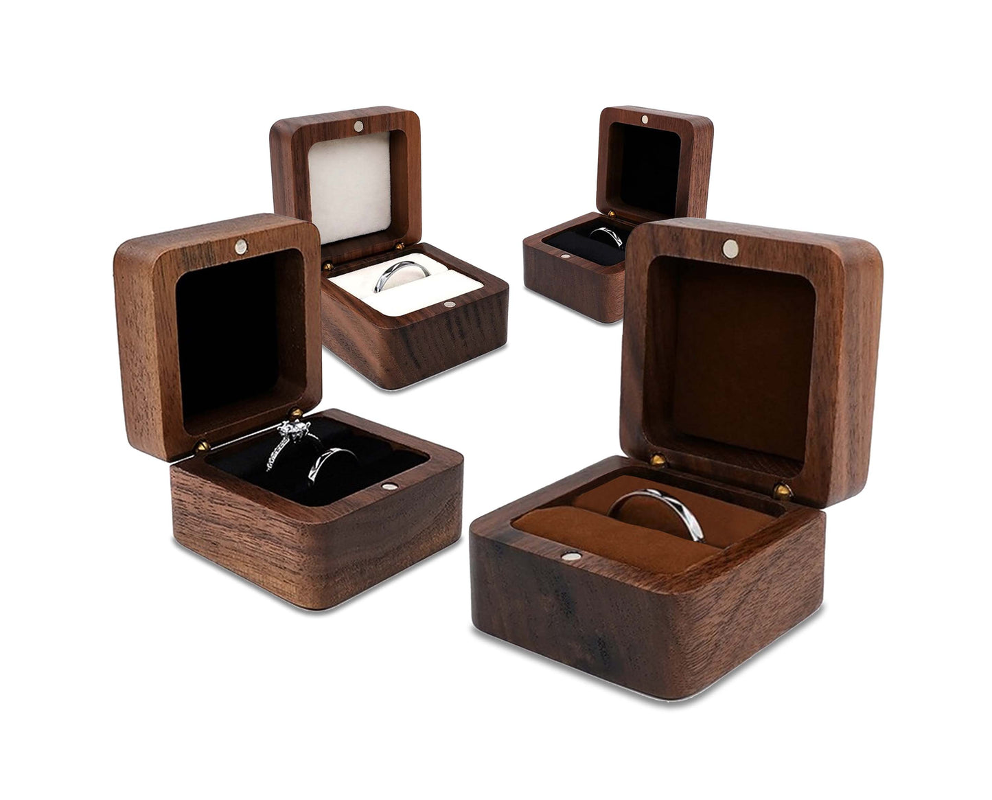 Wooden Ring Box Jewelry Storage Case