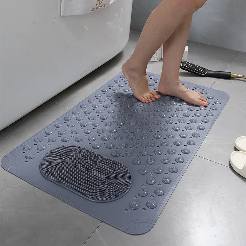 Non-Slip Shower Mat with Integrated Foot Cleaner & Massage Surface