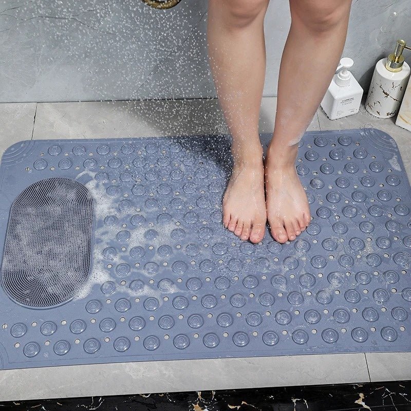 Non-Slip Shower Mat with Integrated Foot Cleaner & Massage Surface