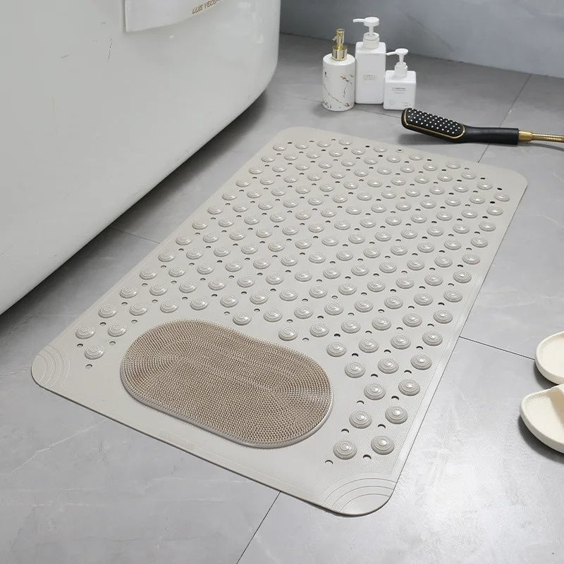 Non-Slip Shower Mat with Integrated Foot Cleaner & Massage Surface