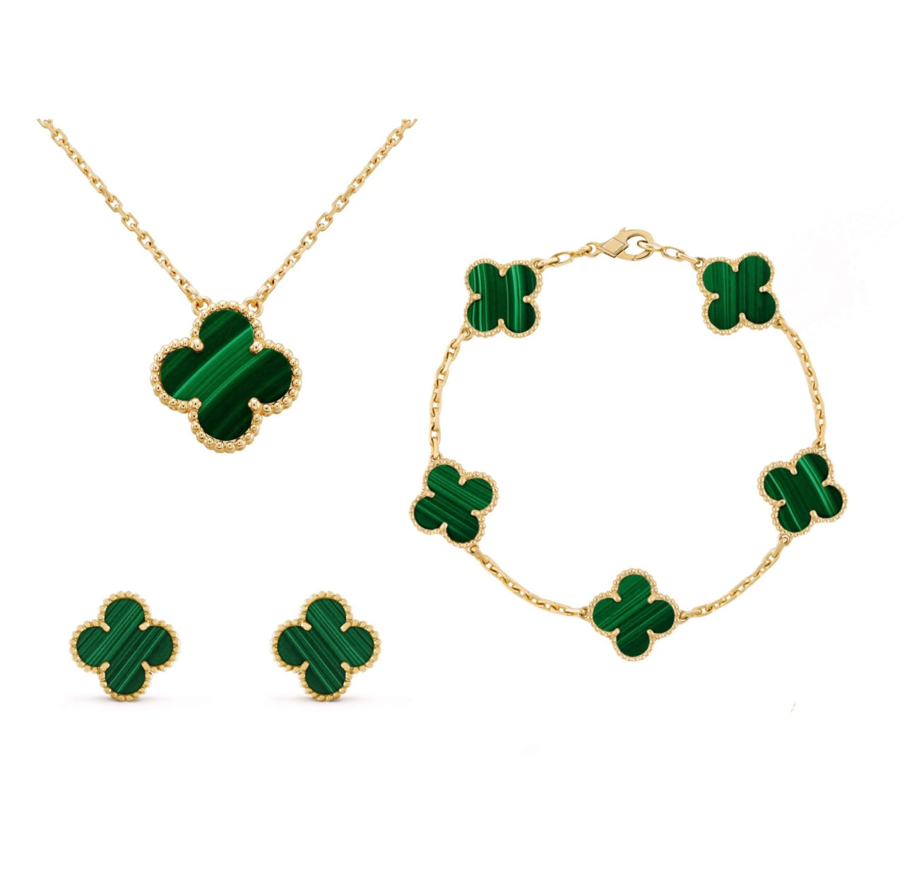 Clover Jewelry Set Necklace Bracelet Earrings