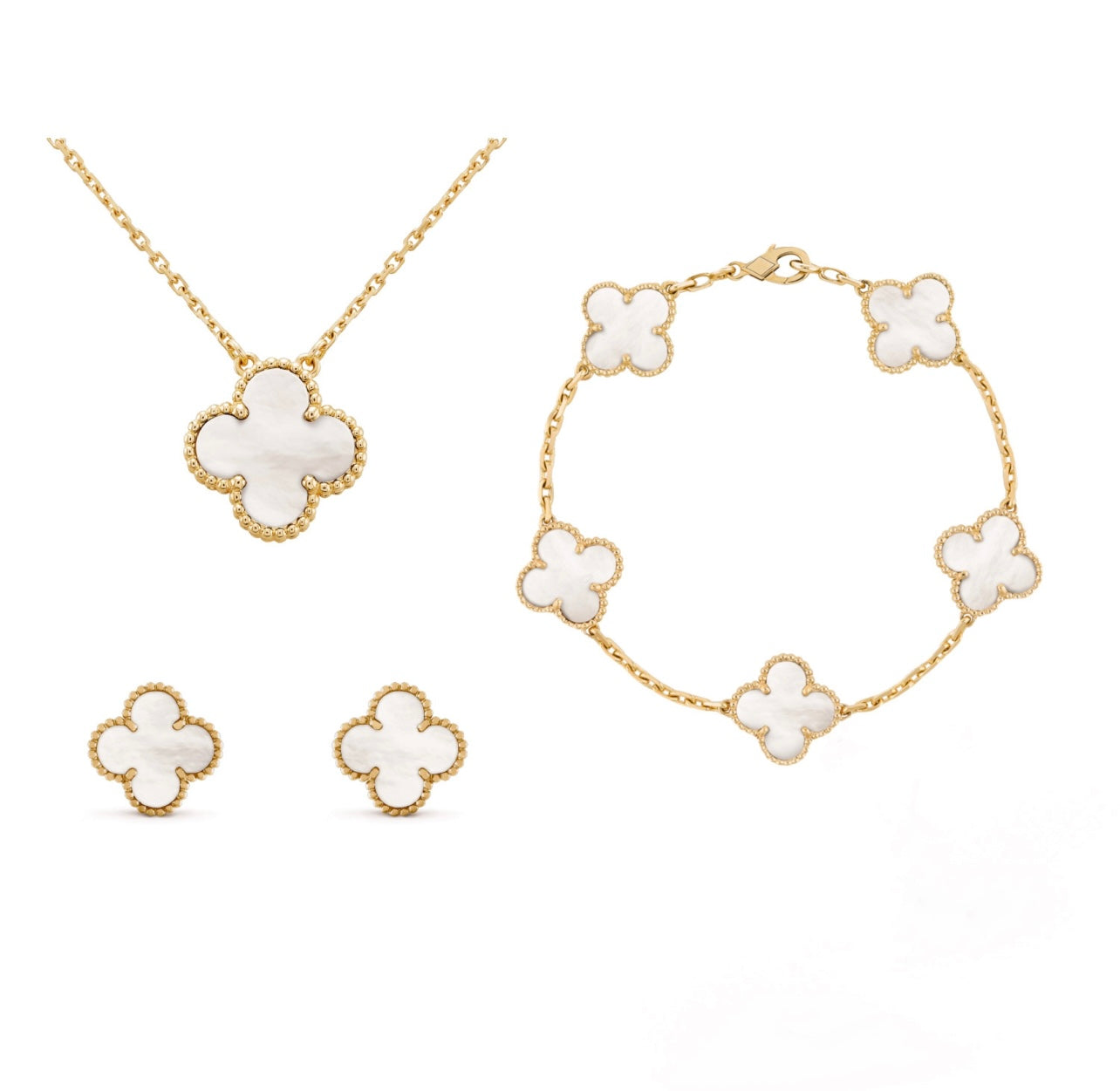 Clover Jewelry Set Necklace Bracelet Earrings