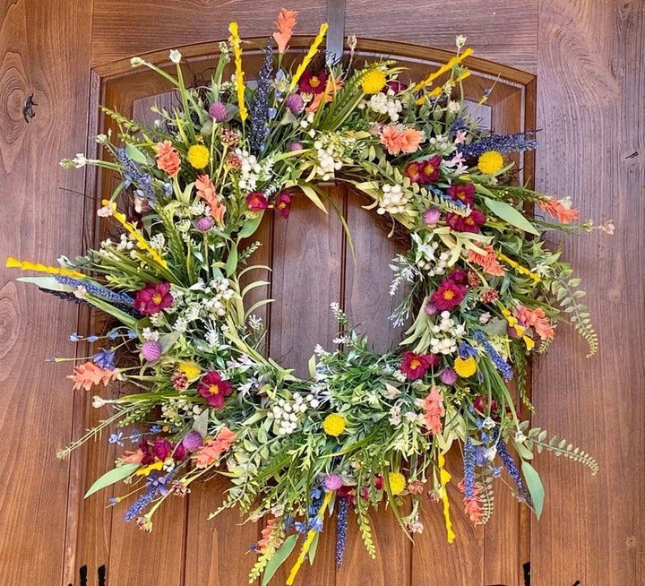 Handcrafted Wildflower & Eucalyptus Grapevine Door Wreath
