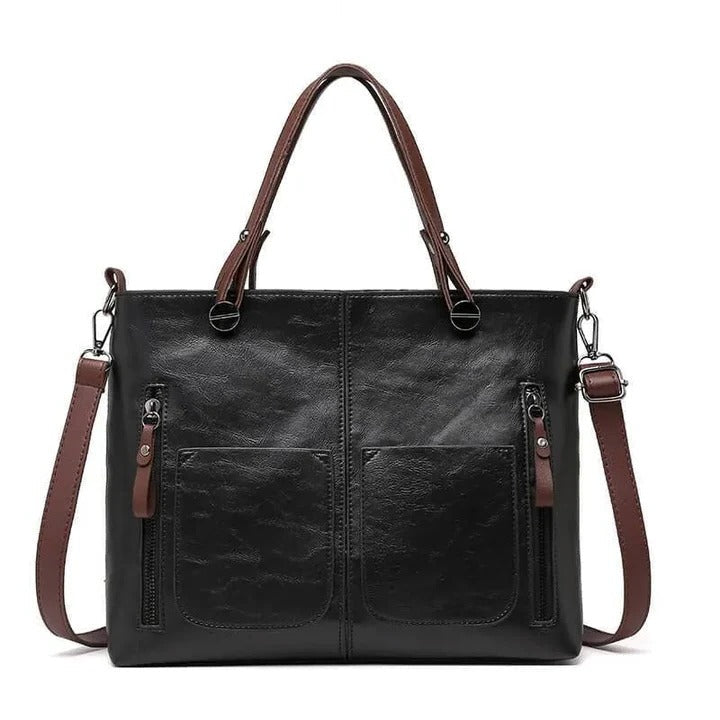 Classic Leather Tote Bag with Adjustable Shoulder Strap