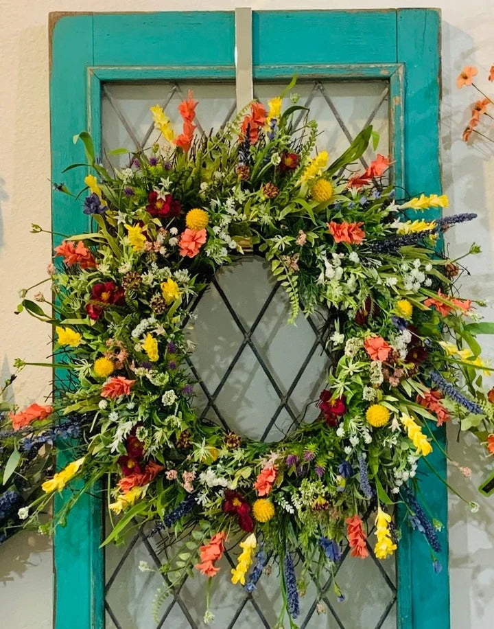 Handcrafted Wildflower & Eucalyptus Grapevine Door Wreath