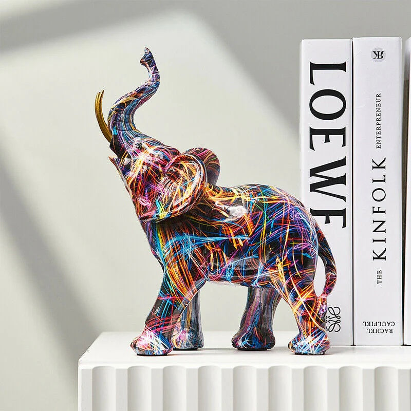 ElevaArt – Moderne Graffiti Olifant Sculptuur – Kleurrijk Resin Beeldje
