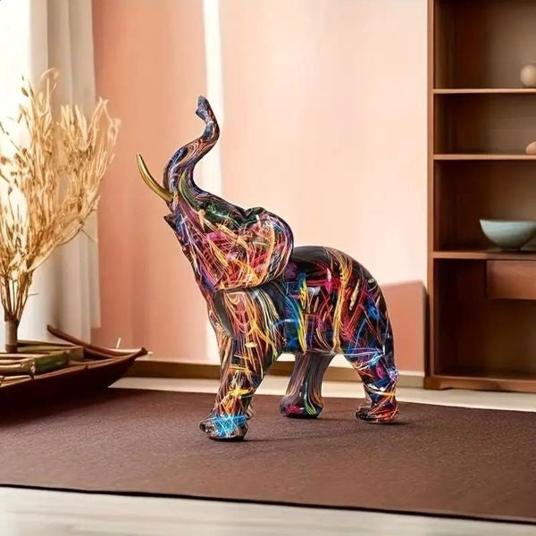ElevaArt – Moderne Graffiti Olifant Sculptuur – Kleurrijk Resin Beeldje