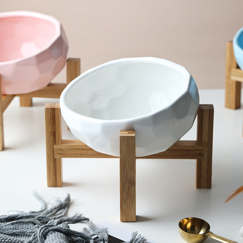 PawRise – Ergonomic Elevated Pet Food Bowl with Non-Slip Wooden Stand