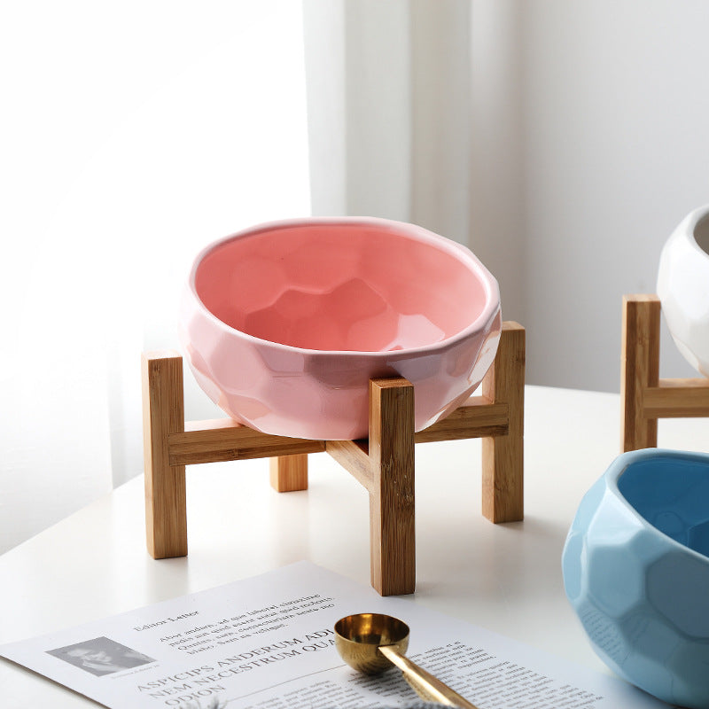 PawRise – Ergonomic Elevated Pet Food Bowl with Non-Slip Wooden Stand