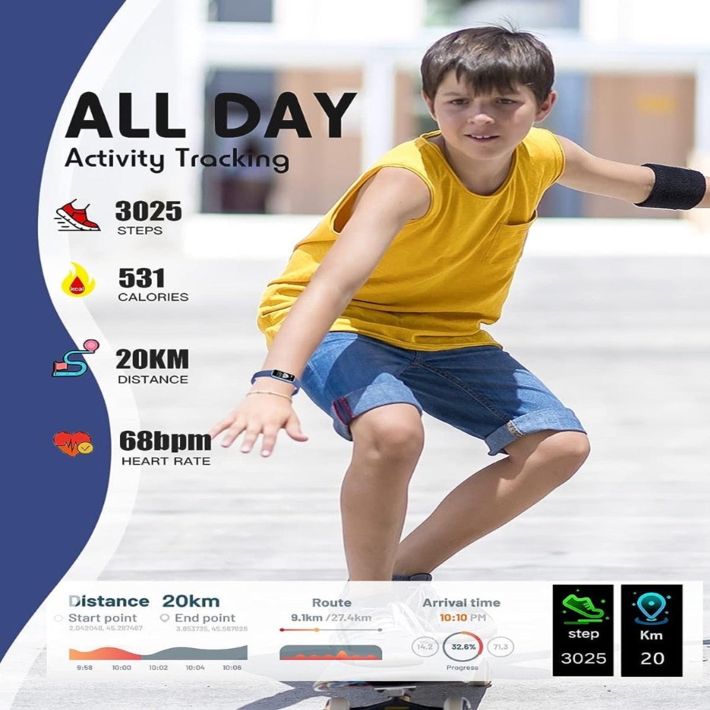 KidFit Pro | Schlanke Kinder-Fitnessuhr mit Aktivitätsverfolgung