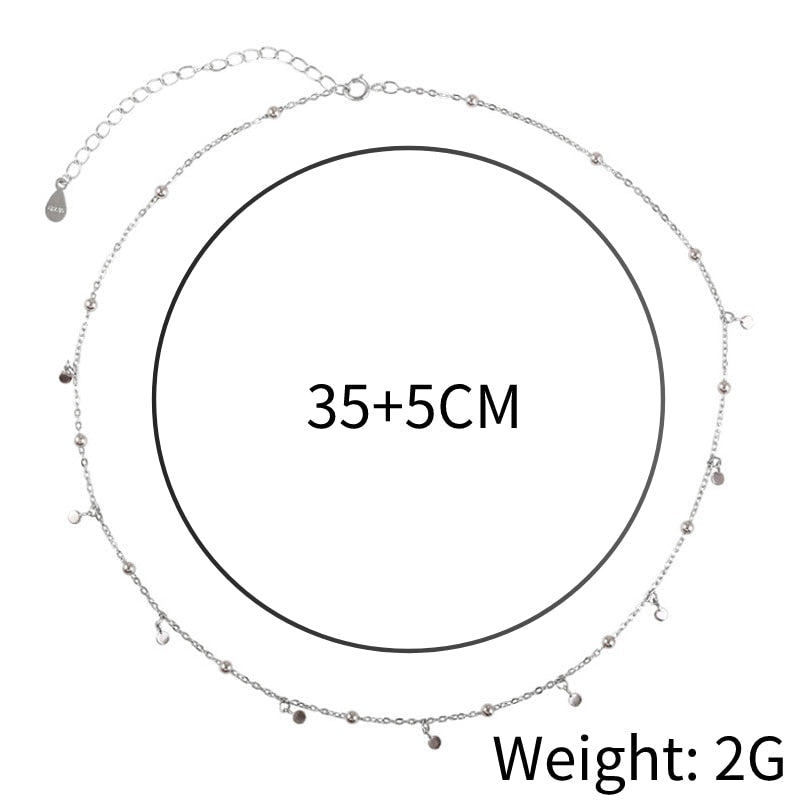 Silver Drop Necklace – 925 Sterling Silver Beaded Choker