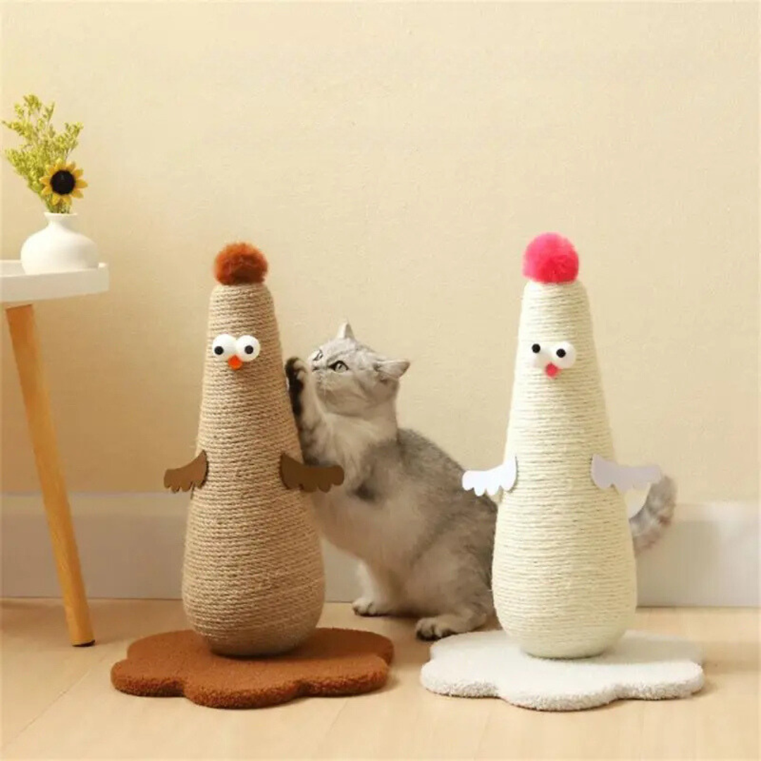 CluckScratch – Sisal Cat Scratching Post with Playful Chicken Design