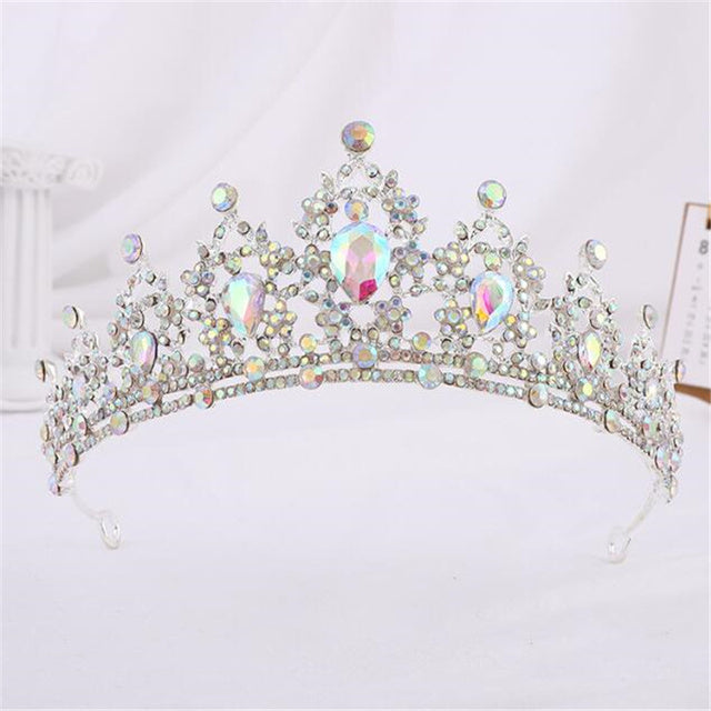 Vintage Crystal Tiara Crown – Gold Tone Elegant Hair Accessory