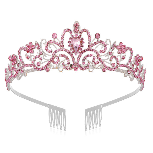 Vintage Crystal Tiara Crown – Gold Tone Elegant Hair Accessory