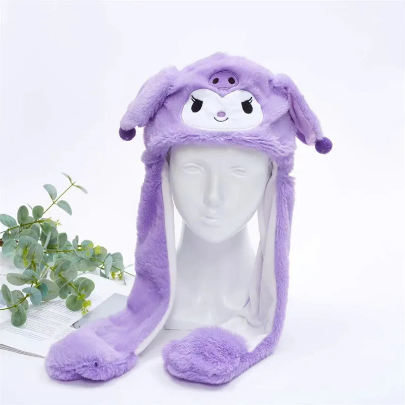 Plush Bunny Ear Hat with Moving Ears – Interactive Winter Hat