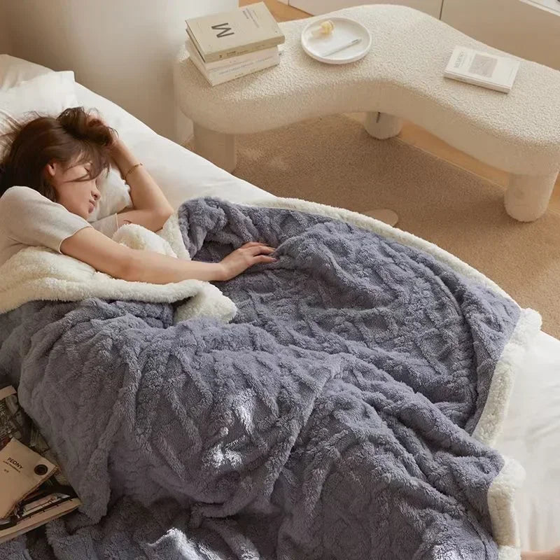 WarmWool Cozy Winter Lamb Wool Blanket